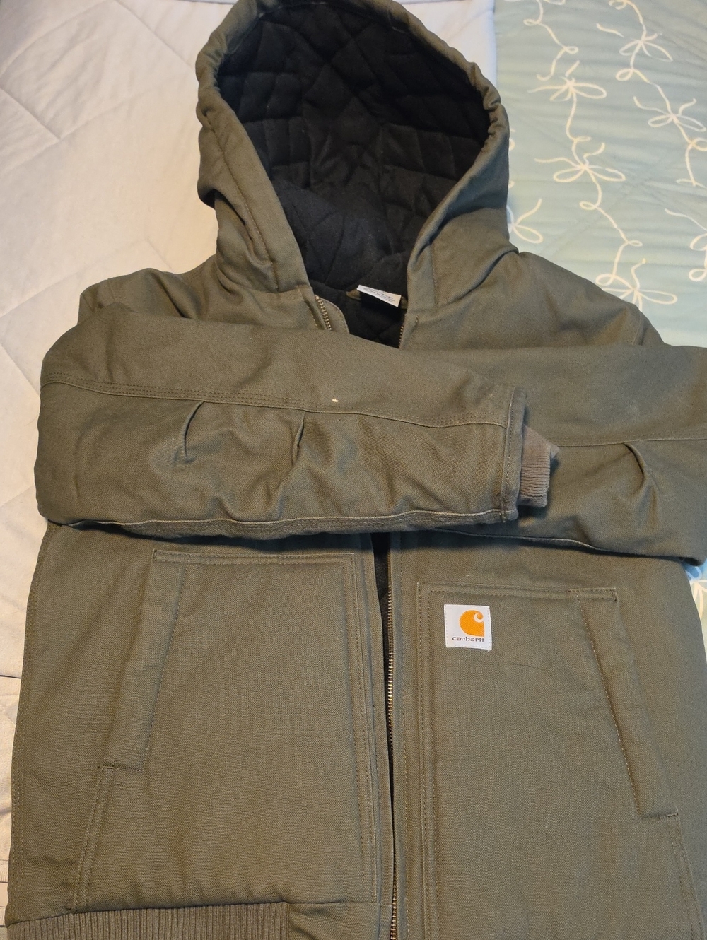 Carhartt Kid's Hooded Work Jacket in Olive
